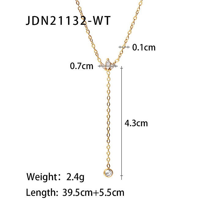 Fashion Geometric Stainless Steel Necklace Plating Zircon Stainless Steel  Necklaces