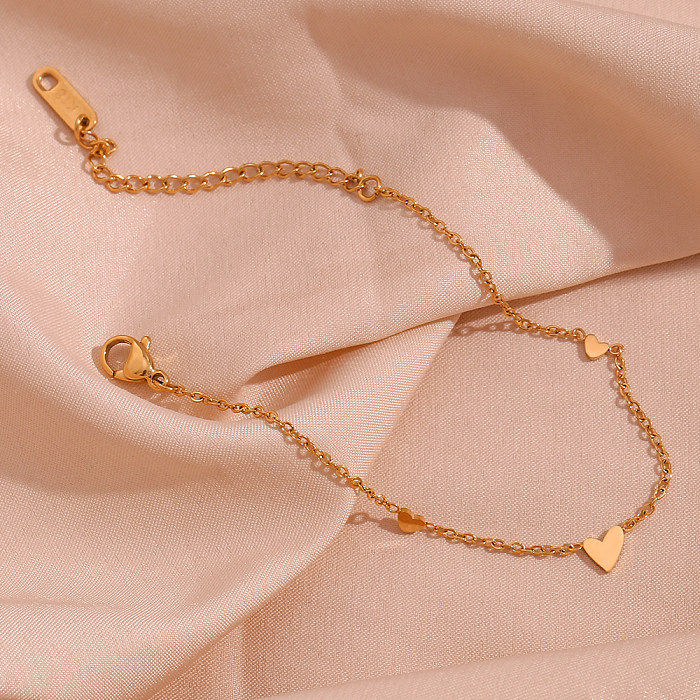 Simple Style Heart Shape Stainless Steel 18K Gold Plated Bracelets In Bulk