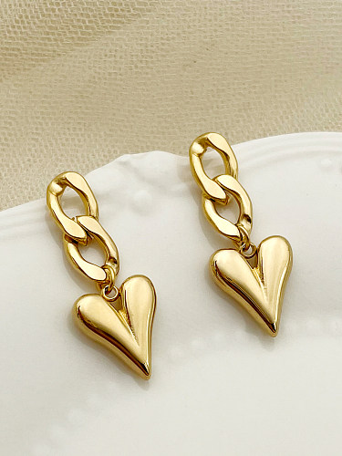 1 par de brincos em forma de coração estilo IG banhados a ouro em aço inoxidável