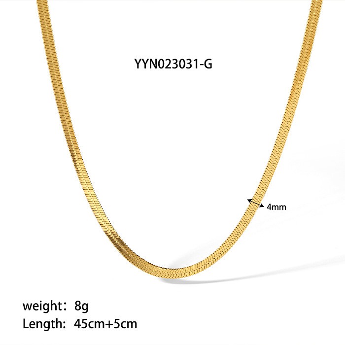 Hip-Hop Simple Style Solid Color Stainless Steel  18K Gold Plated Necklace In Bulk