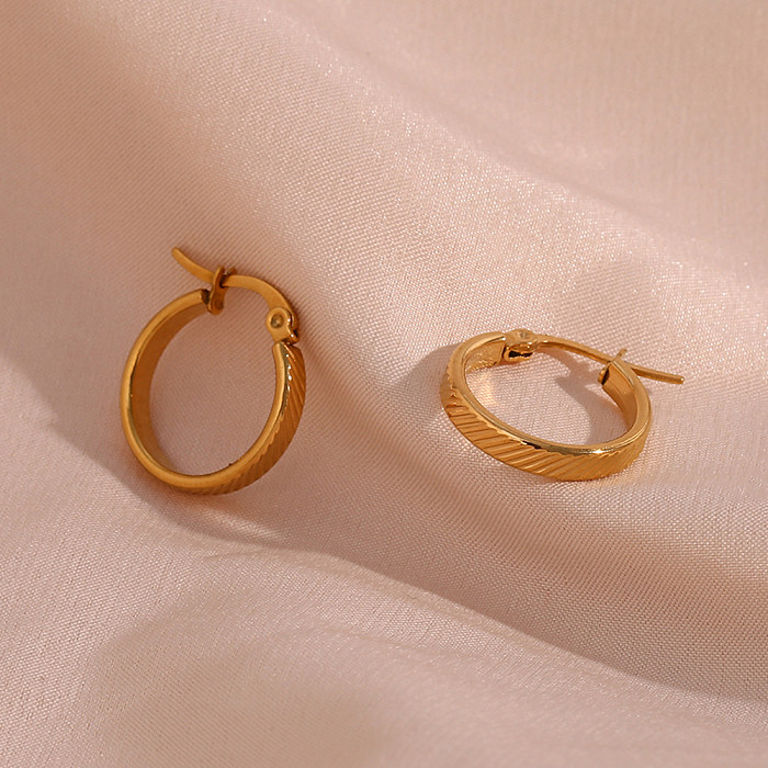 1 Pair Simple Style Round Stainless Steel  Plating 18K Gold Plated Hoop Earrings