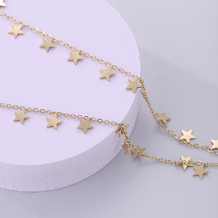 Simple Style Pentagram Stainless Steel  Plating 18K Gold Plated Necklace