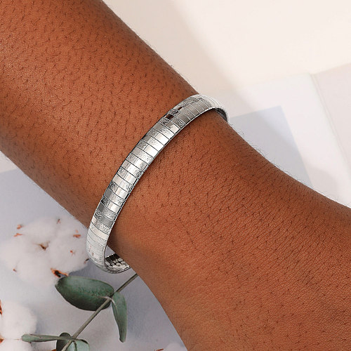 1 bracelet rond tendance en acier inoxydable de couleur unie.