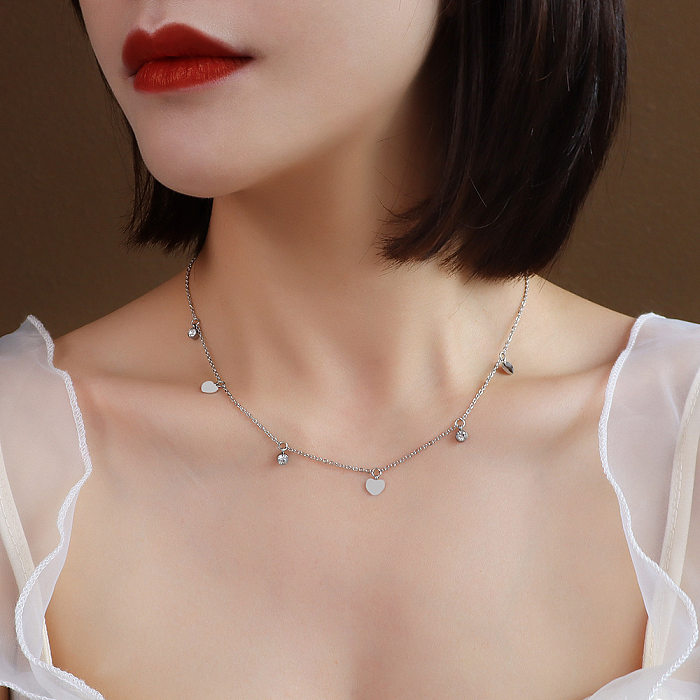 Koreanische Farbe Herz-Diamant-Edelstahl-Halskette