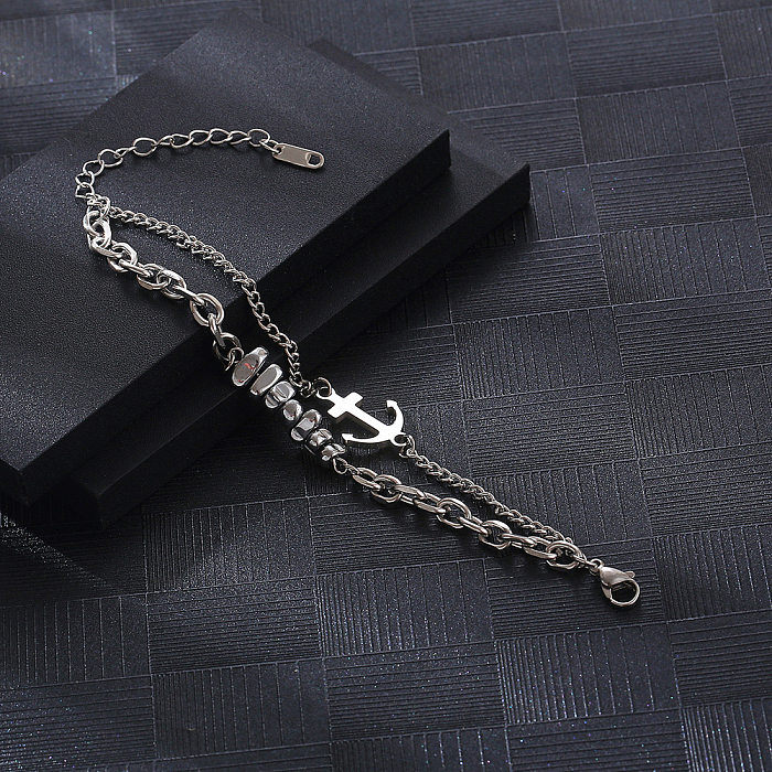 Wholesale IG Style Simple Style Anchor Titanium Steel Polishing Bracelets