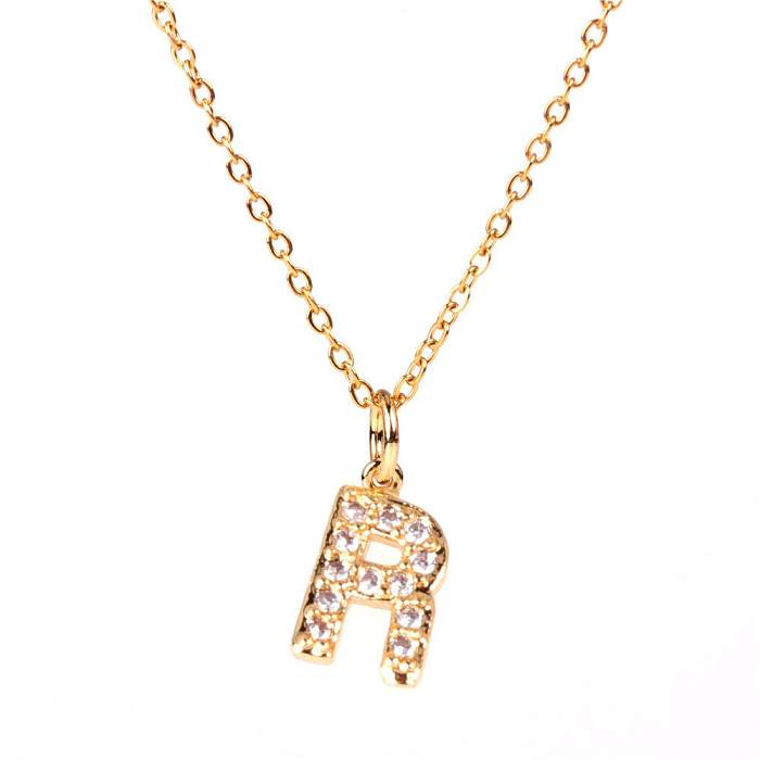 New Fashion 26 English Alphabet Pendant Necklace Diamond Clavicle Chain Wholesale