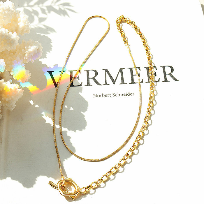 Modern Style Geometric Stainless Steel Plating Sweater Chain