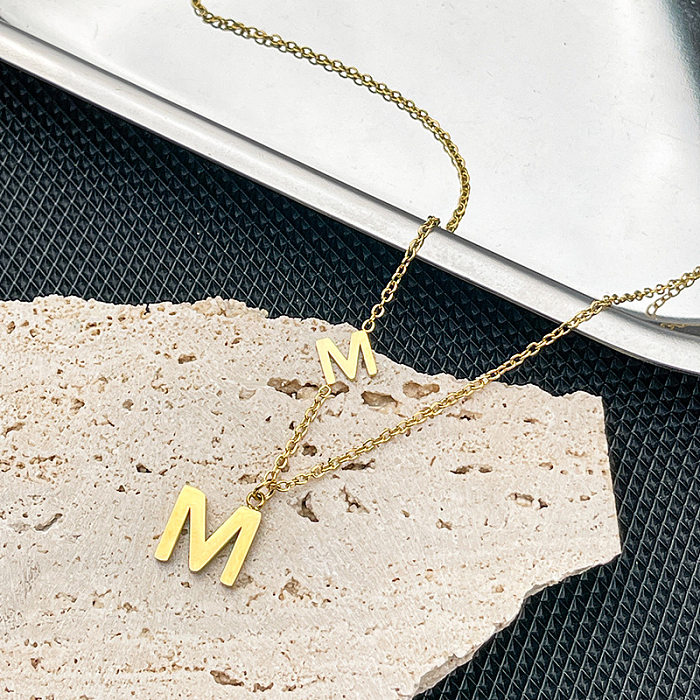 Modern Style Letter Stainless Steel  Stainless Steel Pendant Necklace