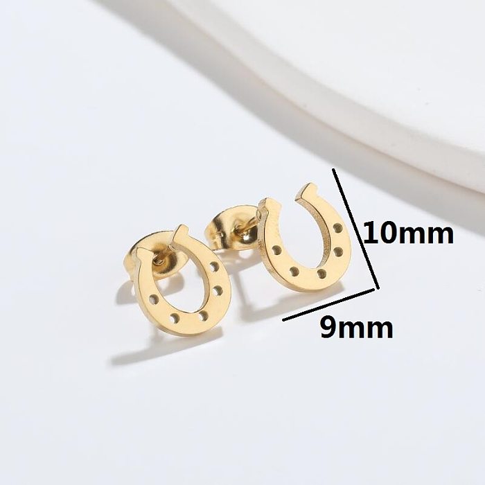 1 paire de clous d'oreilles plaqués en acier inoxydable, Style Simple, en forme de U