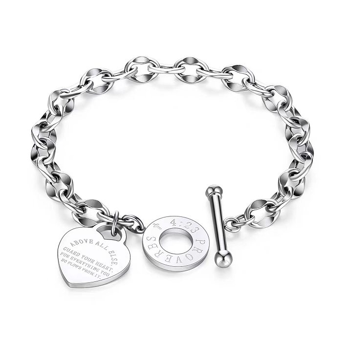 IG Style Korean Style Circle Heart Shape Titanium Steel Buckle Plating Bracelets