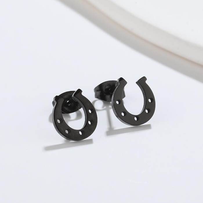 زوج واحد من ترصيع الأذن بتصميم بسيط على شكل حرف U من الفولاذ المقاوم للصدأ