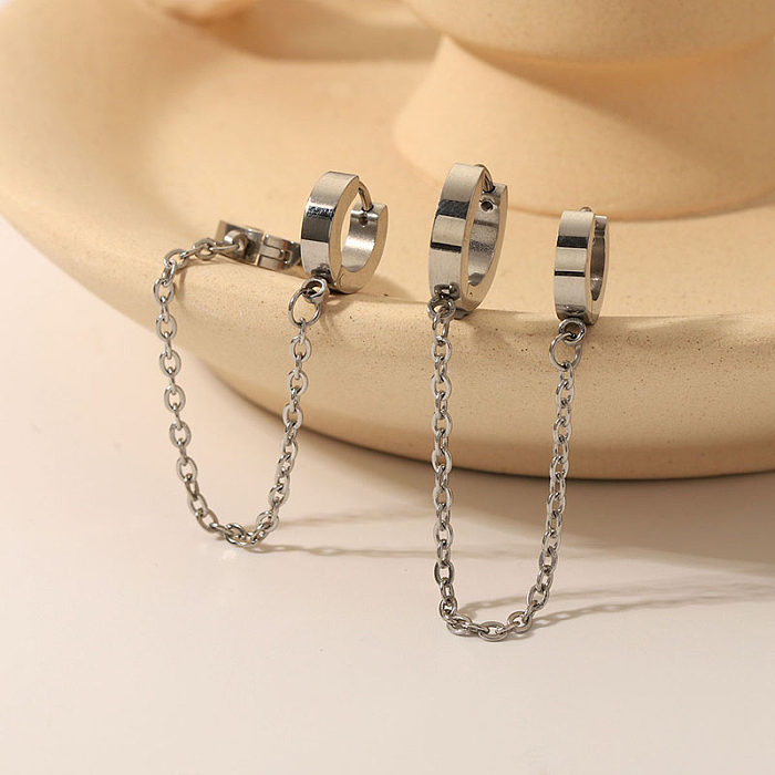 1 Pair Simple Style Solid Color Tassel Stainless Steel  Earrings