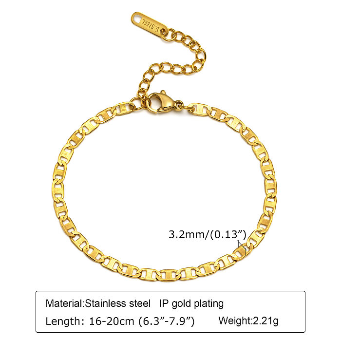 Bracelets plaqués or 18 carats en acier inoxydable géométrique de style simple et décontracté en vrac