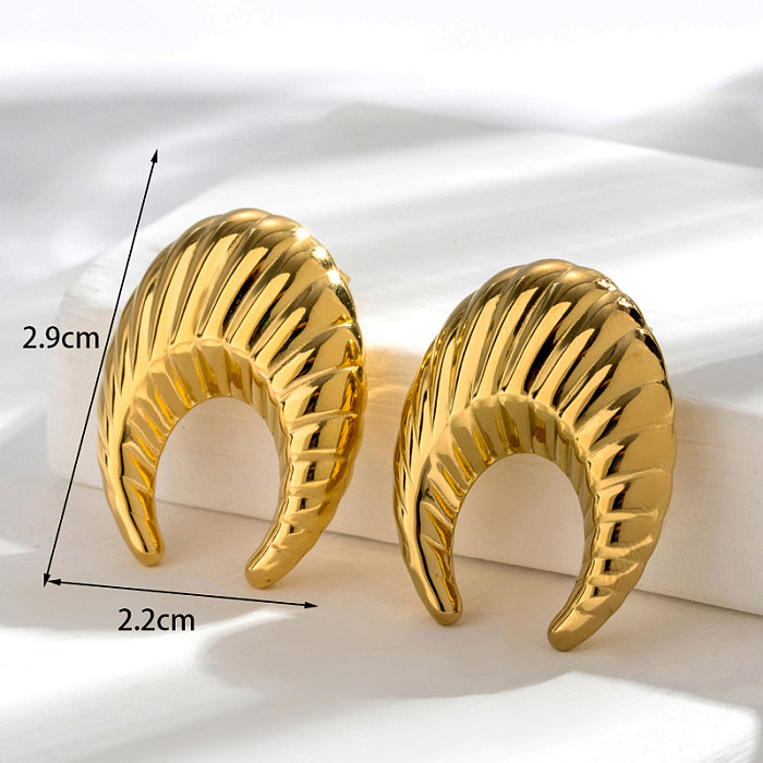 1 par de chifres em forma de C estilo retrô simples banhados a ouro 18K de aço inoxidável