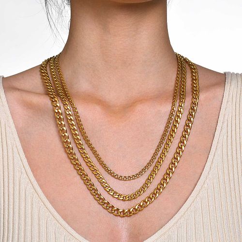 Simple Style Solid Color Stainless Steel  Plating Gold Plated Necklace