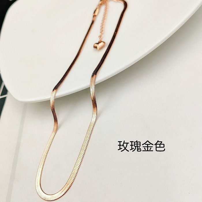 Mode flache Kette Schlangenknochenkette einfache Halskette Edelstahl Schlüsselbeinkette