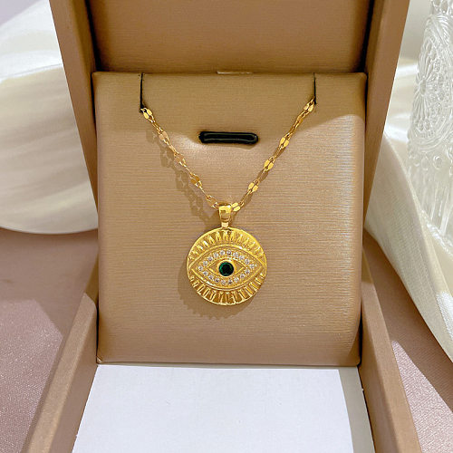Fashion Eye Stainless Steel Plating Zircon Necklace