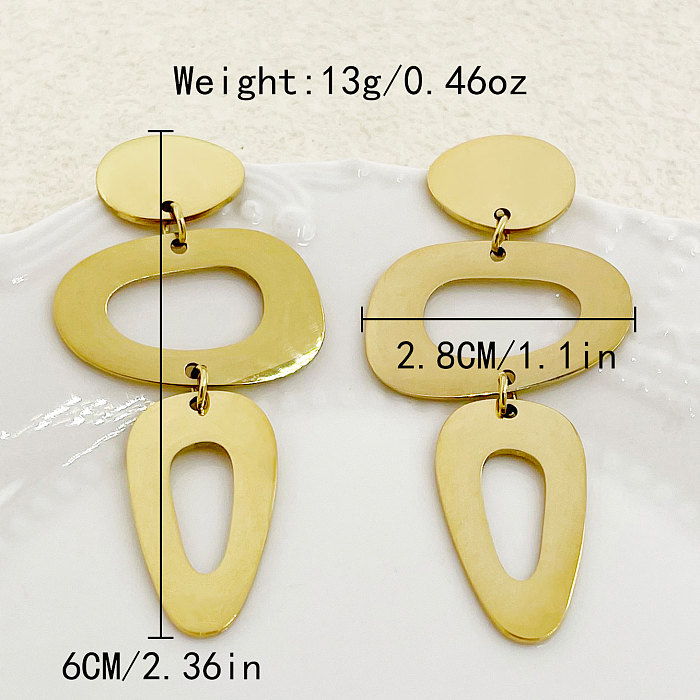 1 Pair Classical Roman Style Solid Color Plating Hollow Out Stainless Steel  Gold Plated Drop Earrings