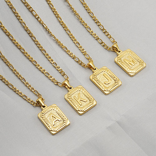 Mode-Halskette mit rechteckigem Buchstaben-Anhänger aus Edelstahl, vergoldete Halsketten aus Edelstahl