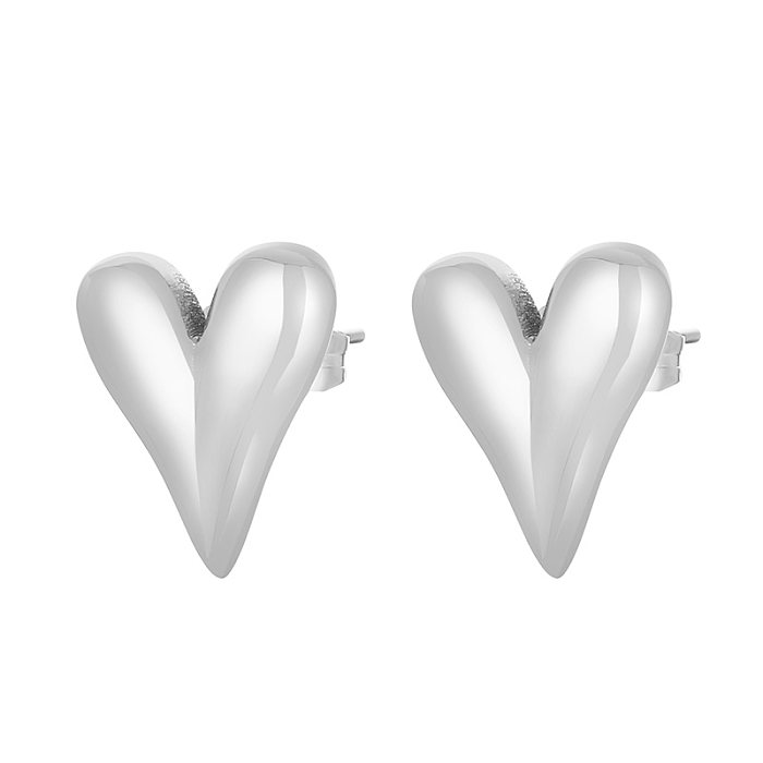 Boucles d'oreilles pendantes plaquées en acier inoxydable en forme de cœur, 1 paire