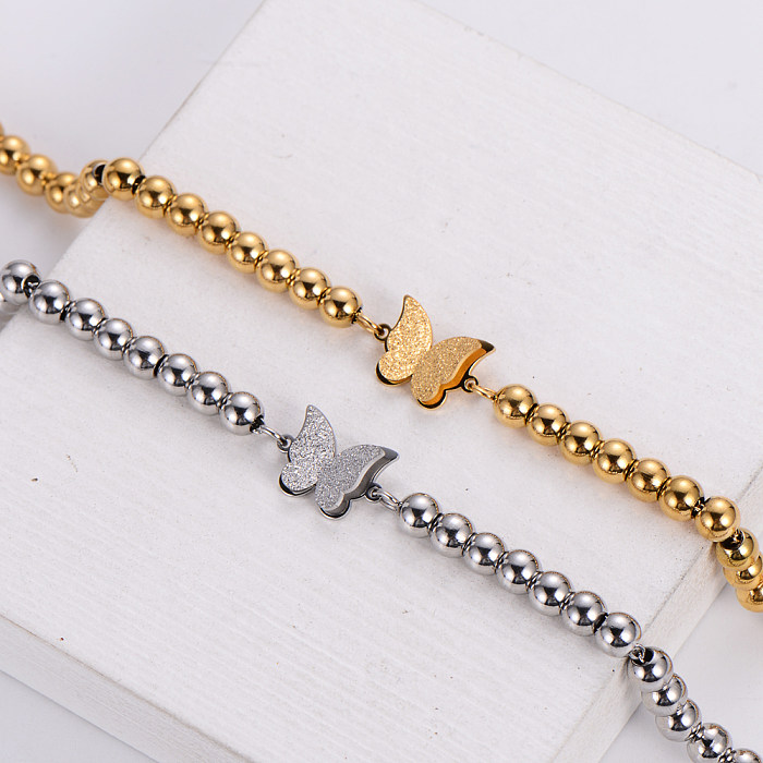 Bracelets de placage de perles en acier inoxydable papillon à la mode 1 pièce