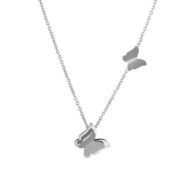 Fashion Butterfly Stainless Steel  Pendant Necklace 1 Piece