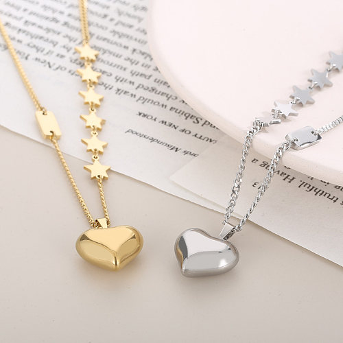 Fashion Star Heart Shape Stainless Steel Plating Pendant Necklace 1 Piece