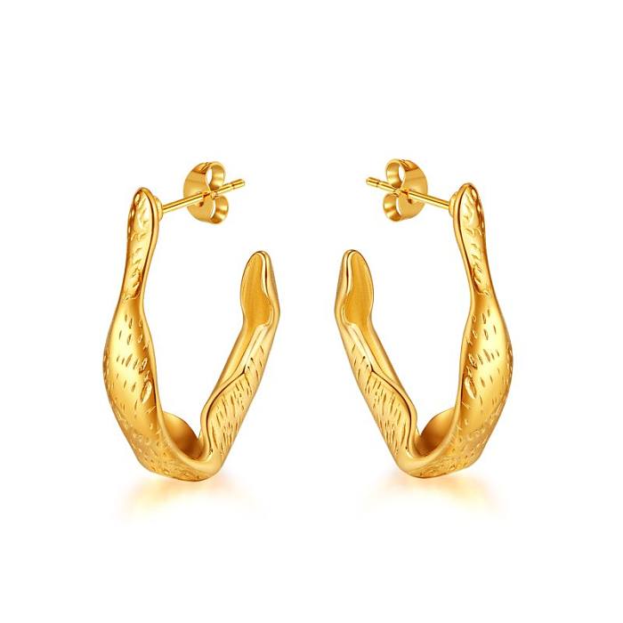 1 Pair Casual Elegant Classic Style Solid Color Plating Stainless Steel  14K Gold Plated Earrings