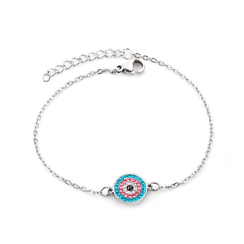 Simple Style Devil'S Eye Stainless Steel Plating Inlay Rhinestones Bracelets