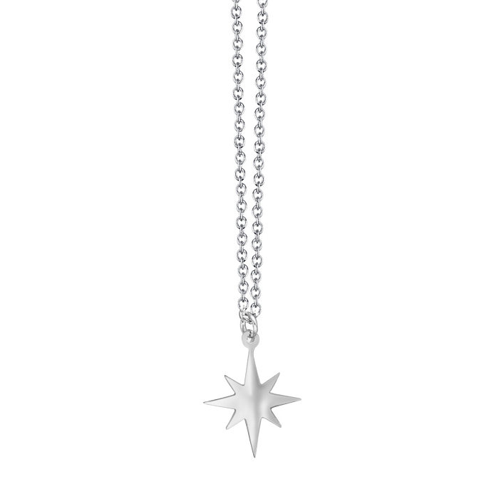 Collier pendentif étoile à Six branches, chaîne de clavicule féminine courte en acier inoxydable