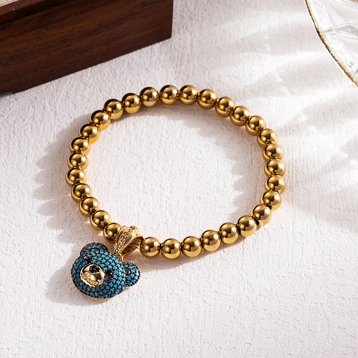 Sweet Bear – bracelets plaqués or 18 carats, perles en acier inoxydable, cuivre et Zircon
