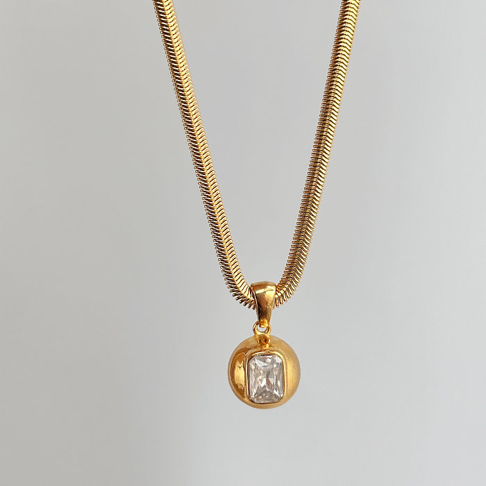 Collier avec pendentif en Zircon plaqué or 18 carats, carré rétro, vente en gros