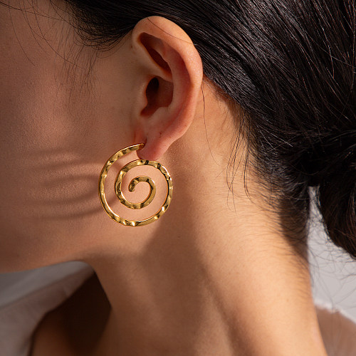 1 paire de boucles d'oreilles pendantes en acier inoxydable plaqué or 18 carats de style IG