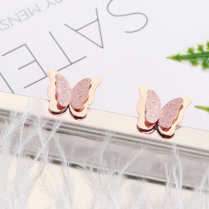 Simple Style Butterfly Stainless Steel Plating Ear Studs 1 Pair
