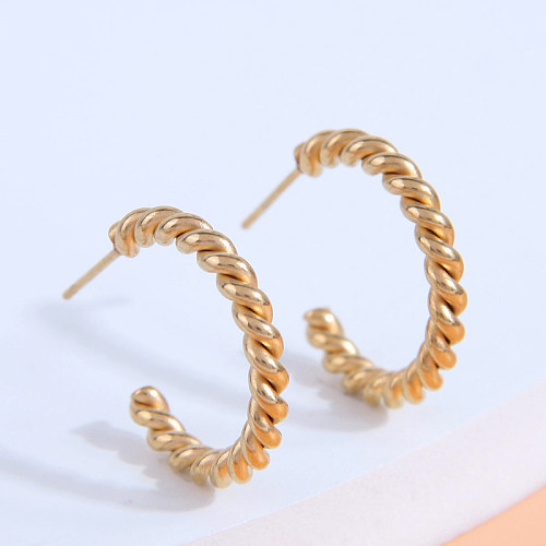 1 Pair Simple Style C Shape Stainless Steel  Ear Studs