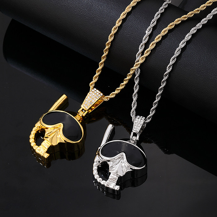 Hip-Hop Vintage Style Rock Cartoon Stainless Steel  Alloy Plating Inlay Zircon Gold Plated Silver Plated Pendant Necklace