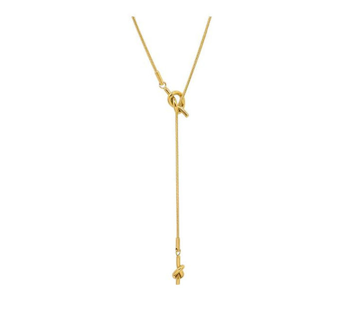 Retro-Halskette aus einfarbigem Edelstahl mit Goldeinlage, 1 Stück