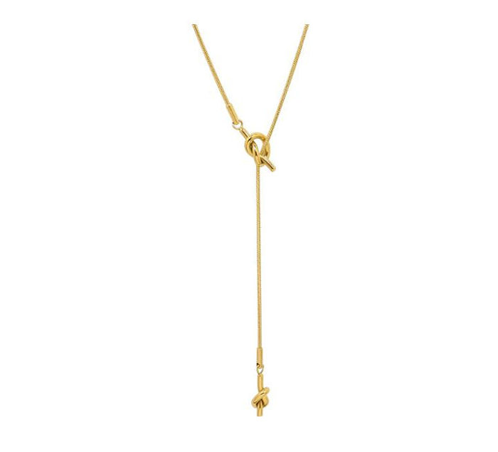 Collier Rétro en Acier Inoxydable de Couleur Unie Incrusté d'Or 1 Pièce