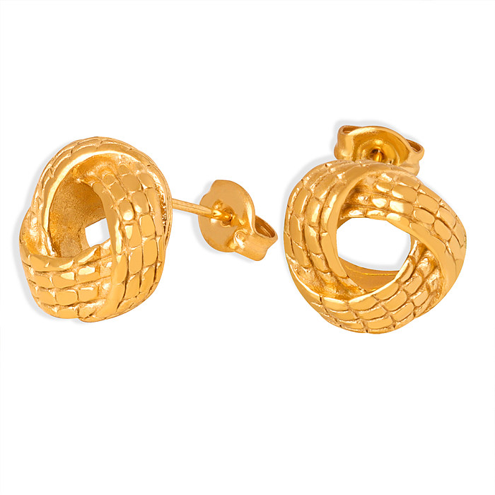 1 Pair Hip-Hop Simple Style Geometric Plating Stainless Steel 18K Gold Plated Ear Studs
