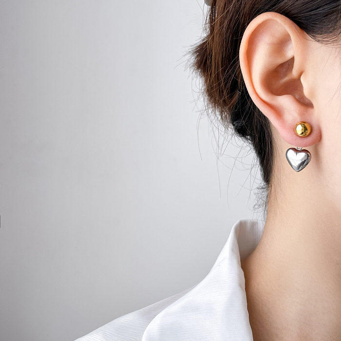 1 paire de clous d'oreilles en acier inoxydable et Zircon, Style Simple, incrustation de couleur unie