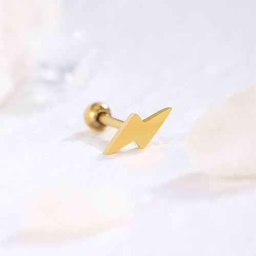 1 Piece Simple Style Commute Lightning Plating Stainless Steel  Ear Studs