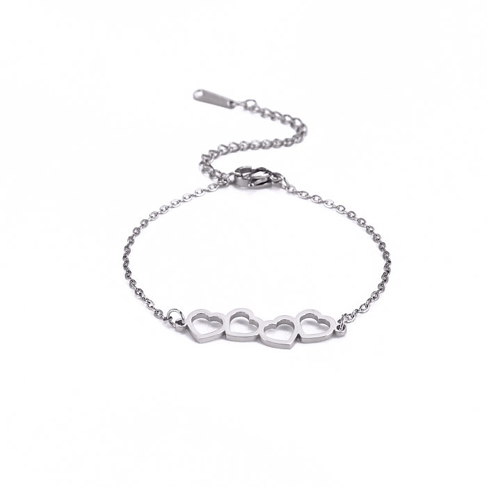 Simple Style Heart Shape Stainless Steel Plating Bracelets