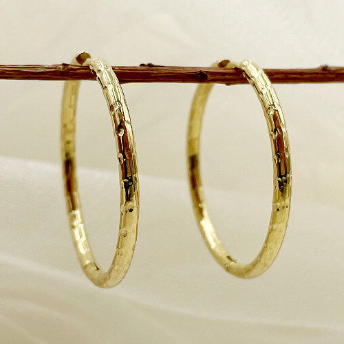 1 Pair Simple Style Round Stainless Steel  Metal Polishing Plating Gold Plated Hoop Earrings