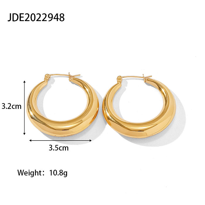 Fashion Circle Stainless Steel  Hoop Earrings Gold Plated Stainless Steel  Earrings