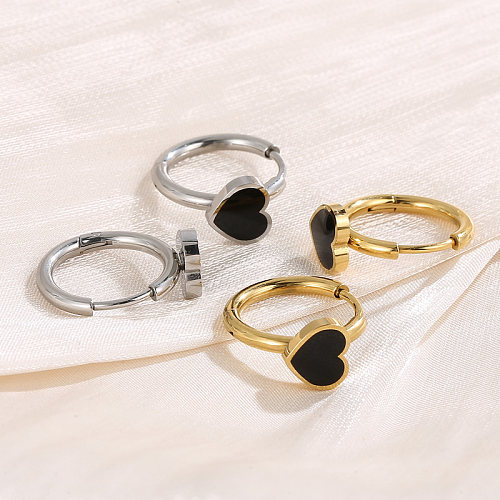 1 Pair Modern Style Simple Style Heart Shape Plating Stainless Steel  18K Gold Plated Hoop Earrings