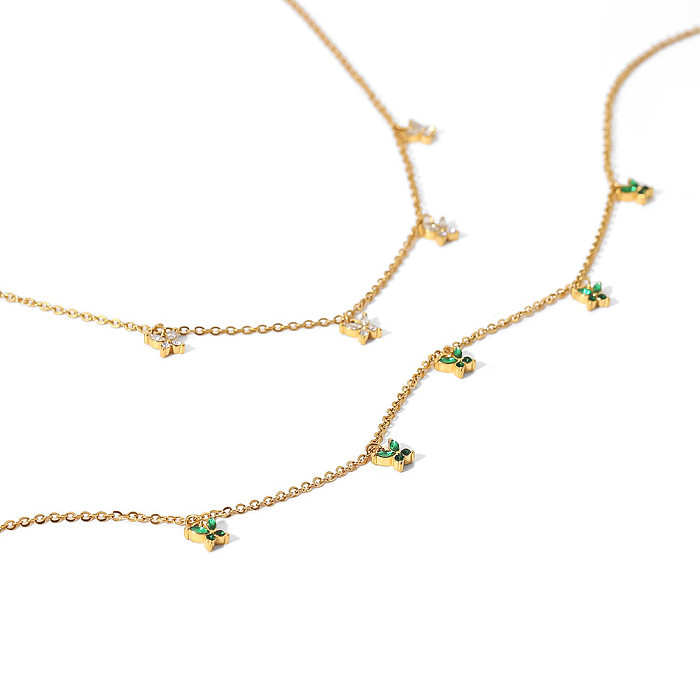 Collar geométrico de acero inoxidable de moda Collares de acero inoxidable con circonitas chapadas en oro