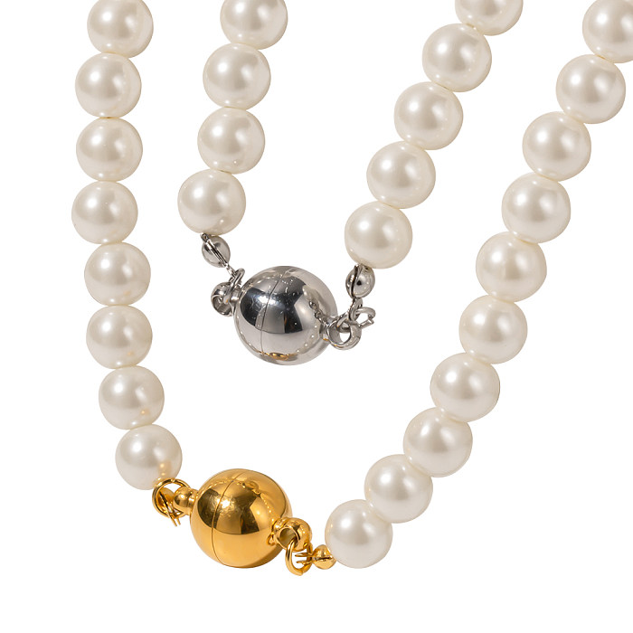 Collar chapado en oro de 18 quilates con perlas de acero inoxidable estilo IG