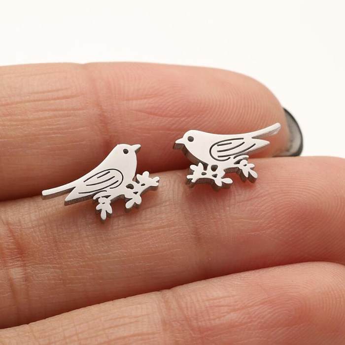 1 Pair Simple Style Bird Plating Stainless Steel  18K Gold Plated Ear Studs