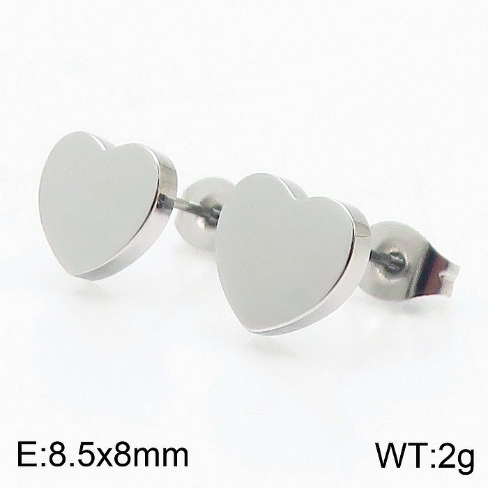 1 paire de boucles d'oreilles créoles plaquées or 18 carats, style moderne et simple, en forme de cœur, en acier inoxydable