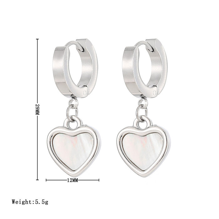 1 Pair Classic Style Heart Shape Plating Stainless Steel  White Gold Plated Gold Plated Earrings